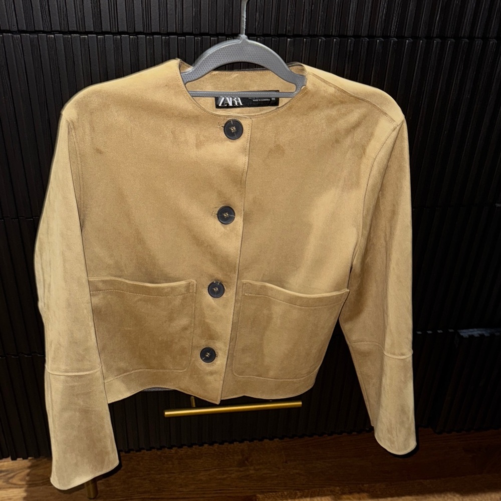 Zara Tan Button-Up Women's Blazer